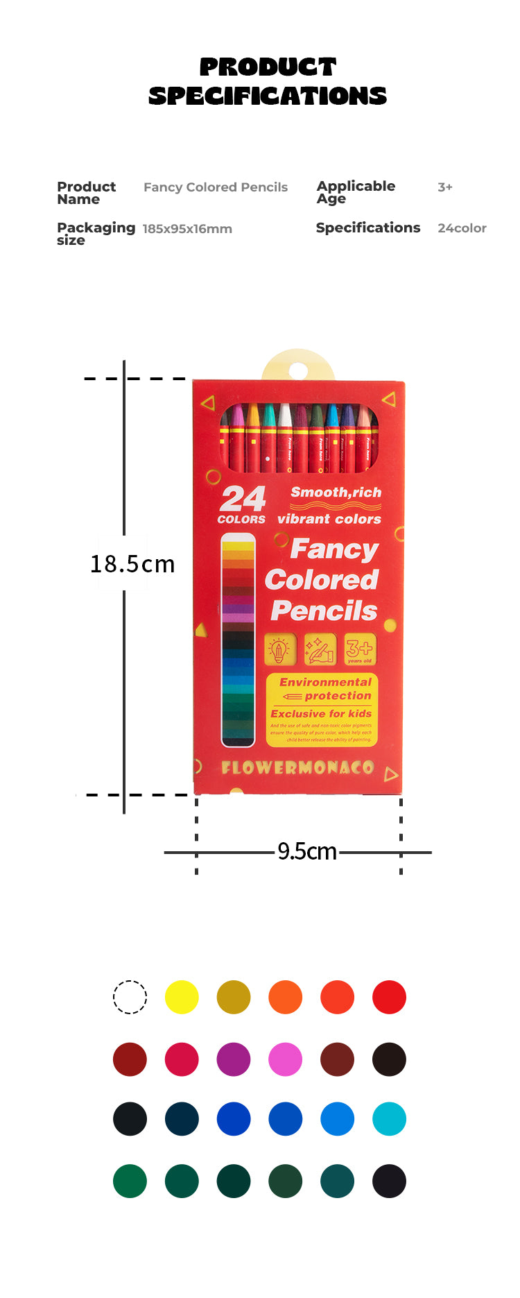 FLOWER MONACO WOODLESS COLOR PENCILS (moq5)