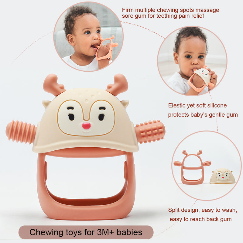 SMILY MIA & DOMMY REINDEER SILICONE TEETHER (moq 6)