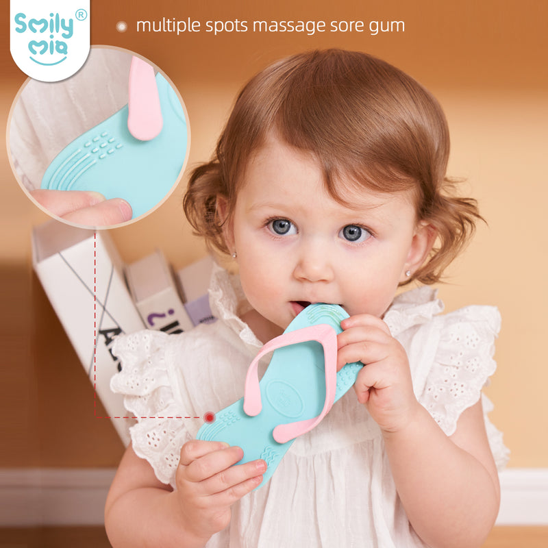 SMILY MIA & DOMMY FLIP FLOP TEETHER TOY (moq 6)