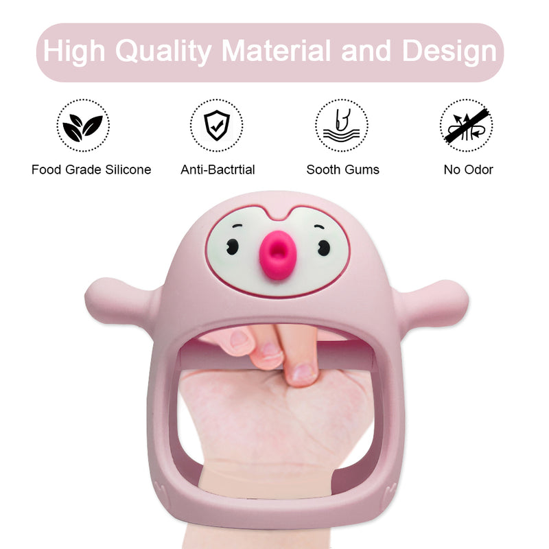 SMILY MIA & DOMMY PENGUIN SILICONE SOOTHING TEETHER (moq 6)