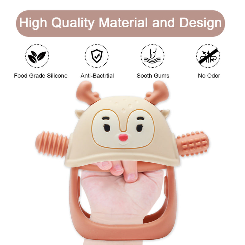 SMILY MIA & DOMMY REINDEER SILICONE TEETHER (moq 6)