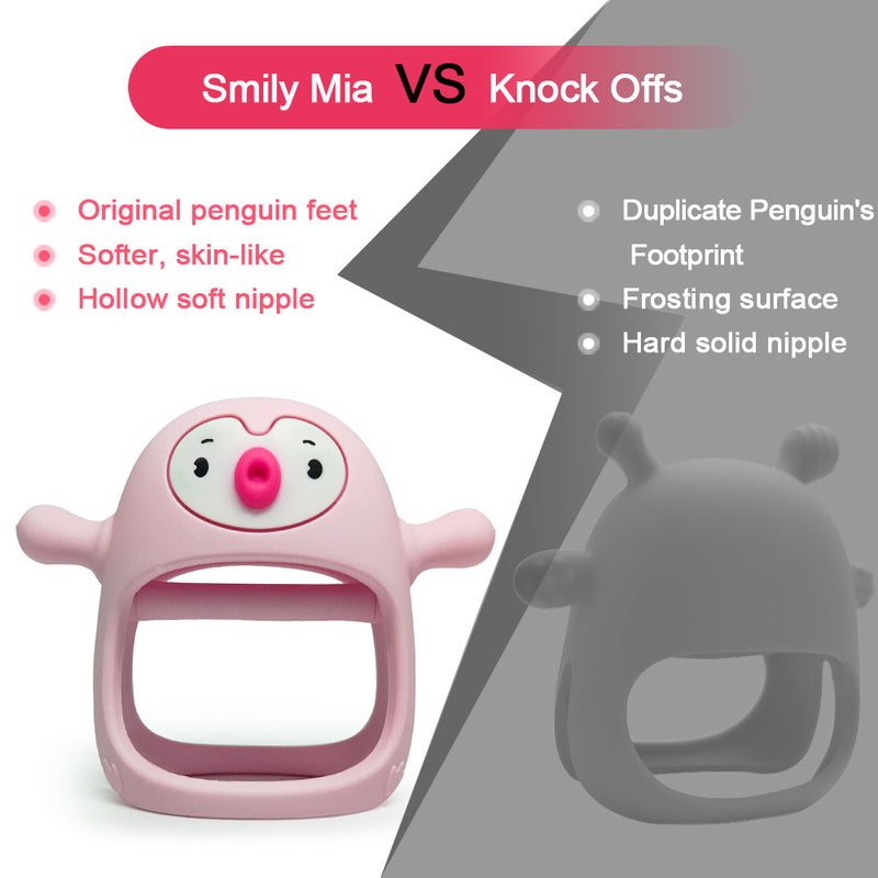 SMILY MIA & DOMMY PENGUIN SILICONE SOOTHING TEETHER (moq 6)