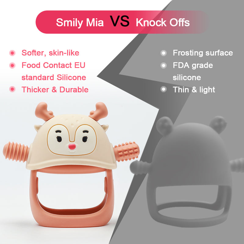 SMILY MIA & DOMMY REINDEER SILICONE TEETHER (moq 6)