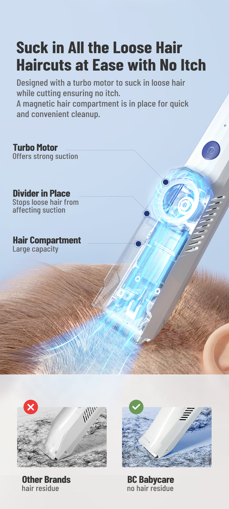 BC BABYCARE VACUUM BABY HAIR CLIPPER