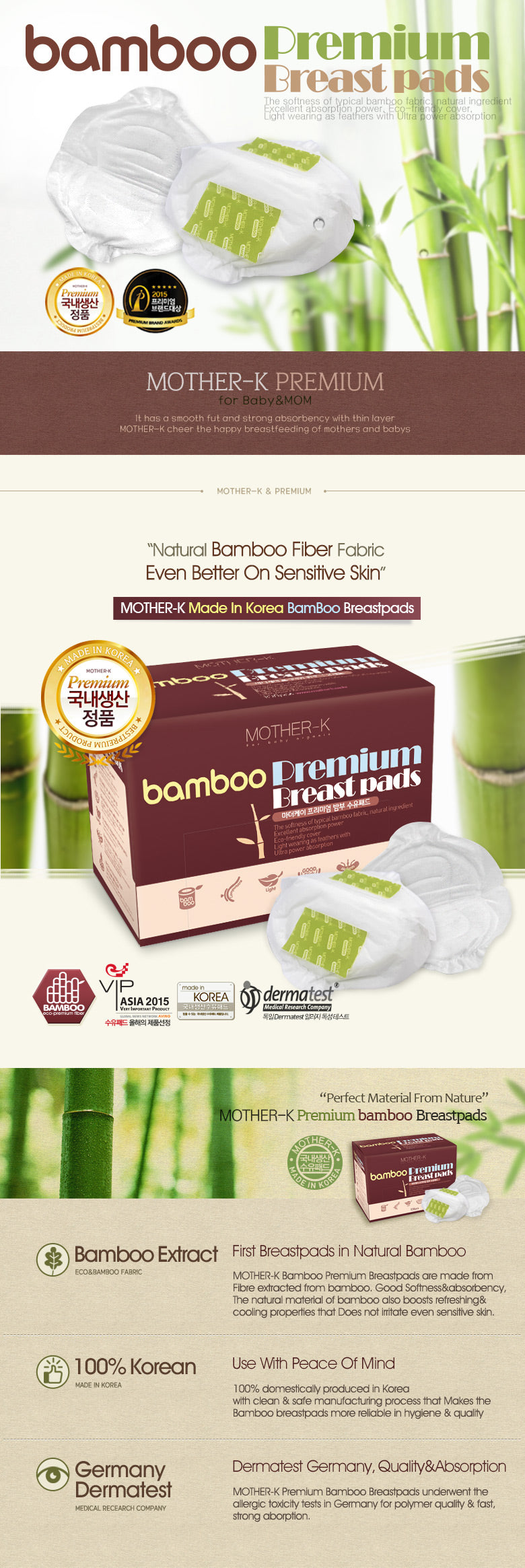 MOTHER-K BAMBOO PREMIUM BREASTPAD 32/108 PCS (moq 4)