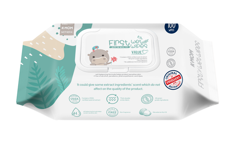 K-MOM ORGANIC FIRST WET WIPES 100PCS VALUE W/CAP (moq 20)