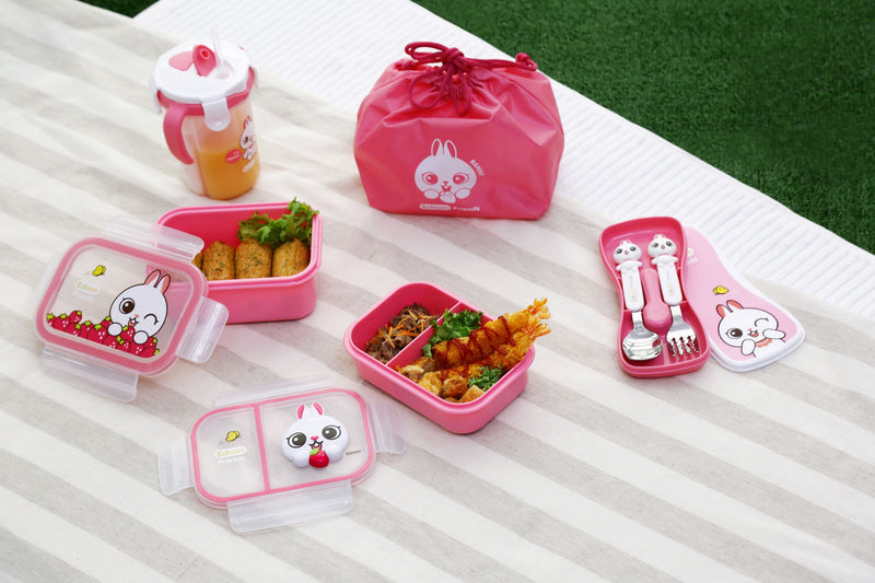 EDISON COMFORTABLE STAINLESS PICNIC LUNCH BOX SET WITH POUCH (moq 4)