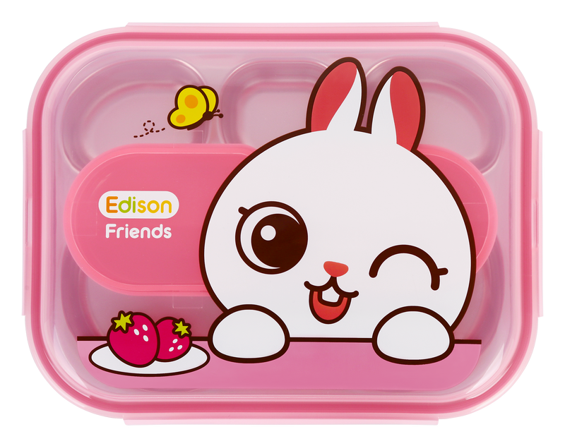 EDISON FRIENDS STAINLESS LUNCH BOX W/POUCH (moq 6)